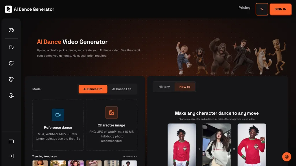 AIDanceGenerator.ai screenshot