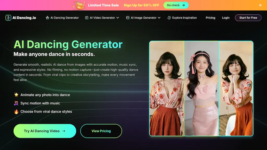 AIDancing.io AI tool screenshot