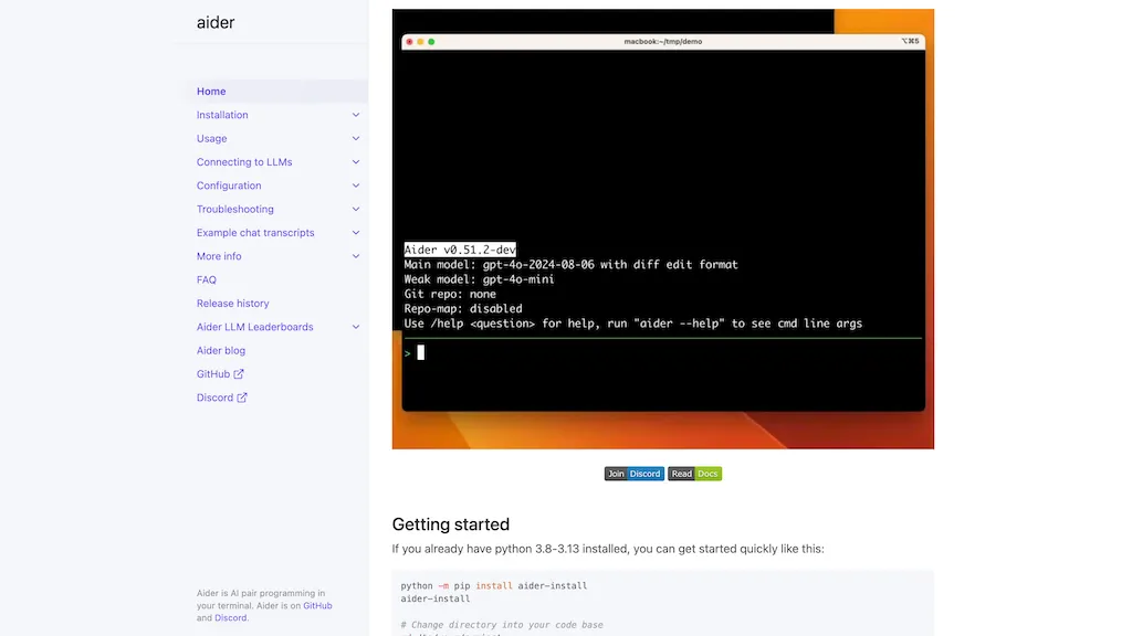 Aider.chat website