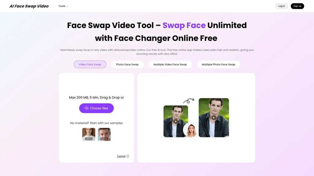 AIFaceSwapVideo.online AI tool screenshot
