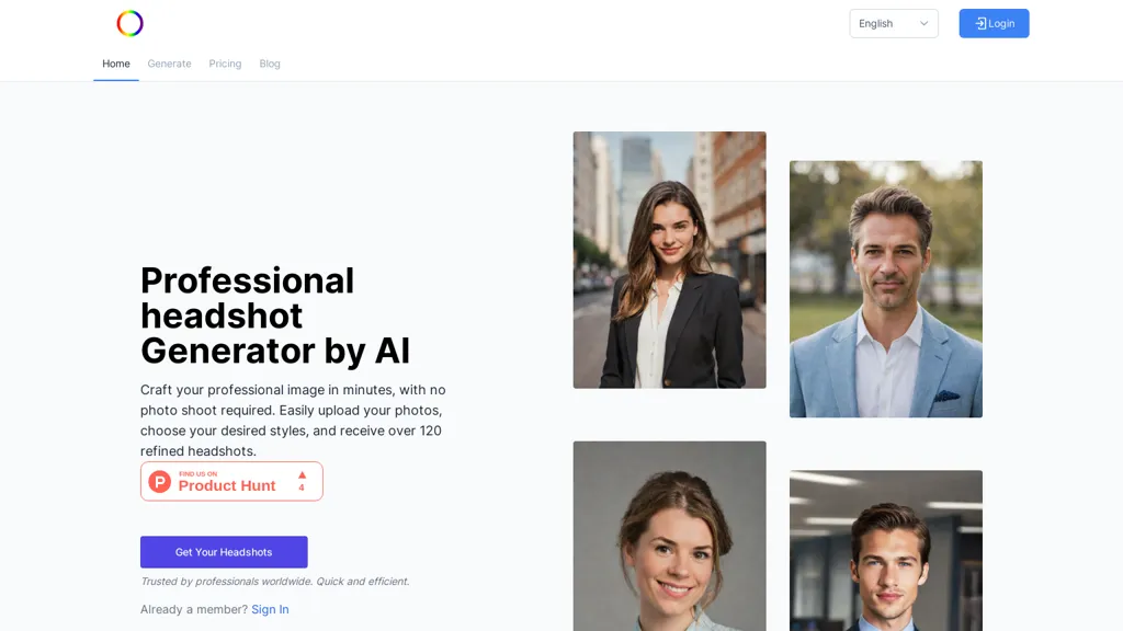 AI Headshots website