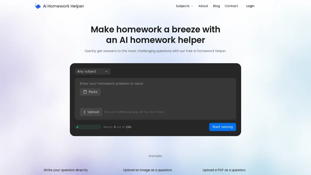 AI Homework Helper AI tool screenshot