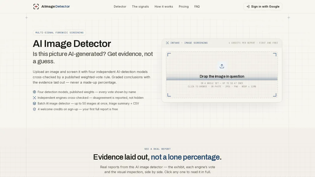 AIImageDetector.info AI tool screenshot
