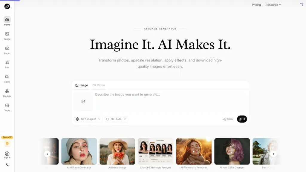 AIimagine.io AI tool screenshot