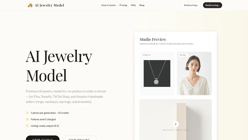 AI Jewellery Model AI tool screenshot