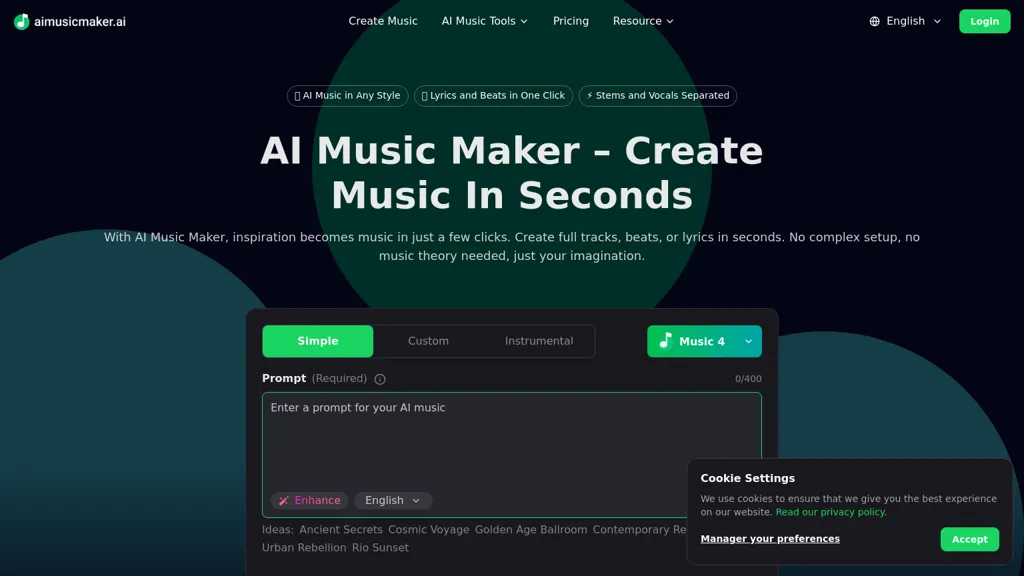 AI music maker AI tool screenshot
