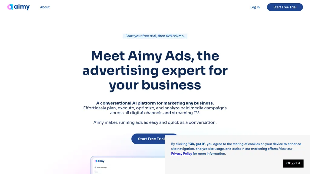 Aimy Ads AI tool screenshot
