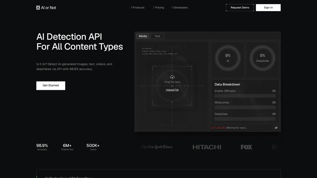 AIorNot AI tool screenshot
