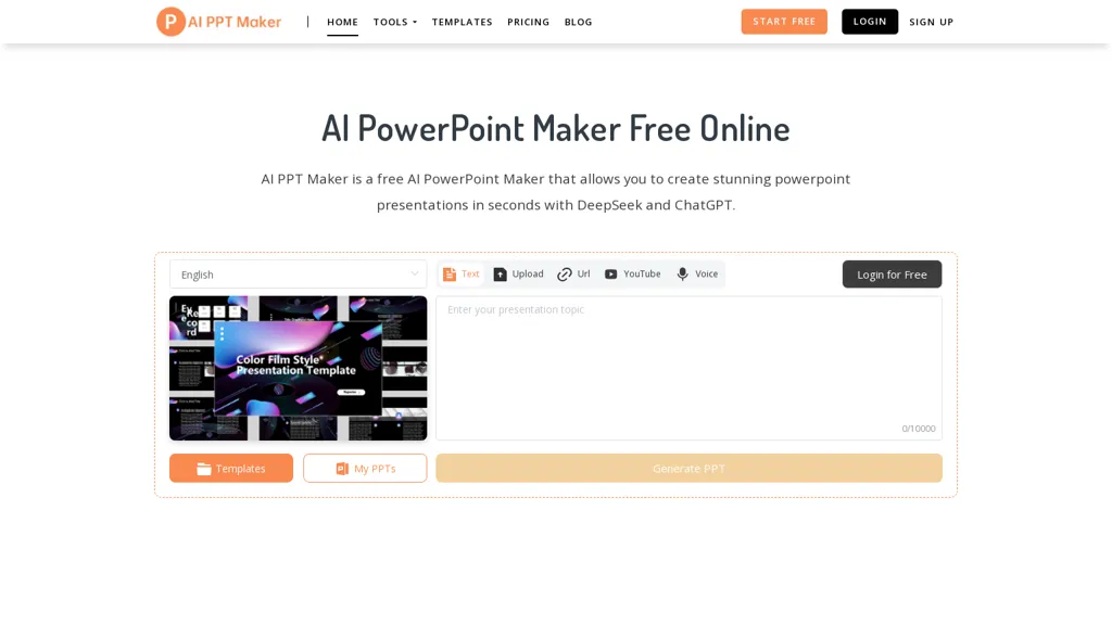 AI PPT Maker website
