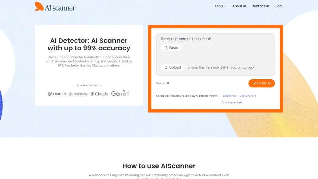 AIScanner.io AI tool screenshot