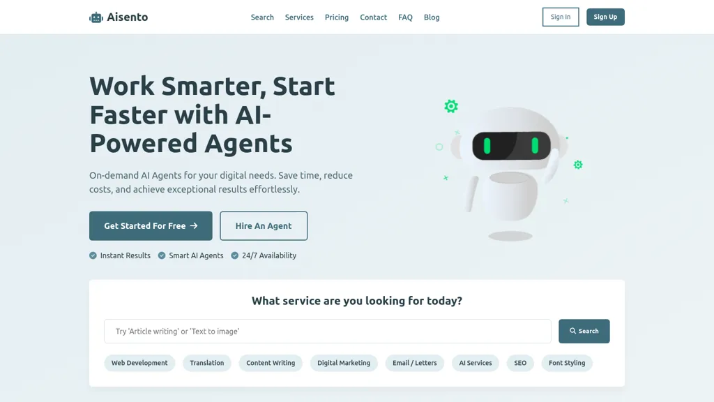 Aisento AI tool screenshot
