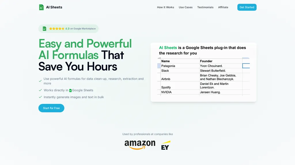 AI Sheets website