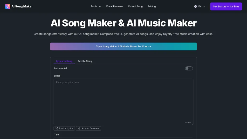 AI Song Maker website