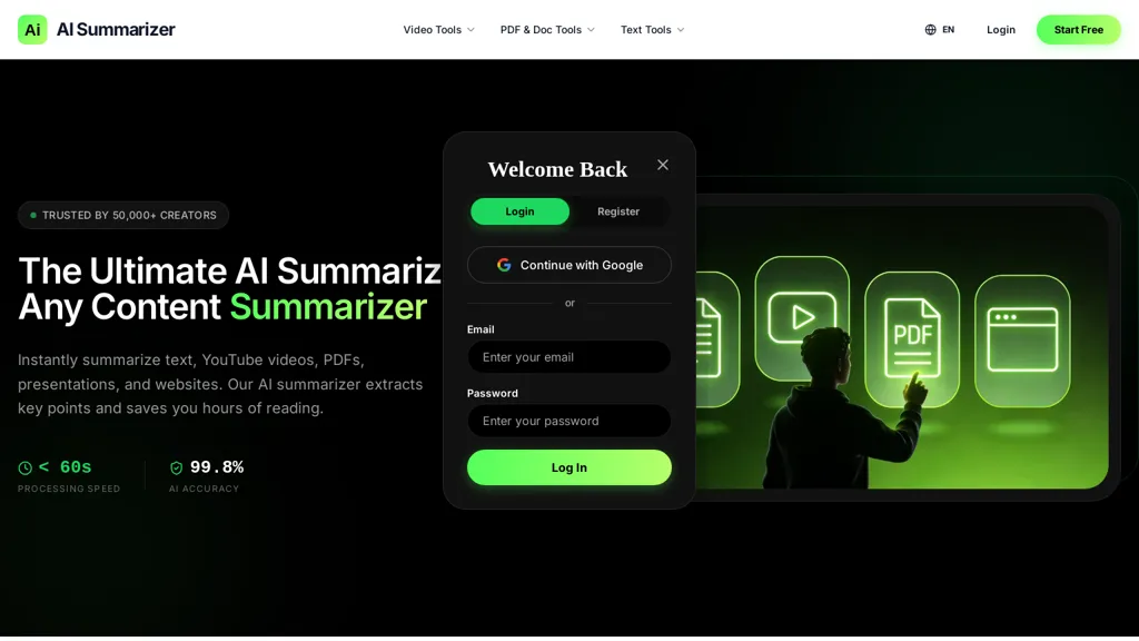 AI Summarizer - AIAI AI tool screenshot