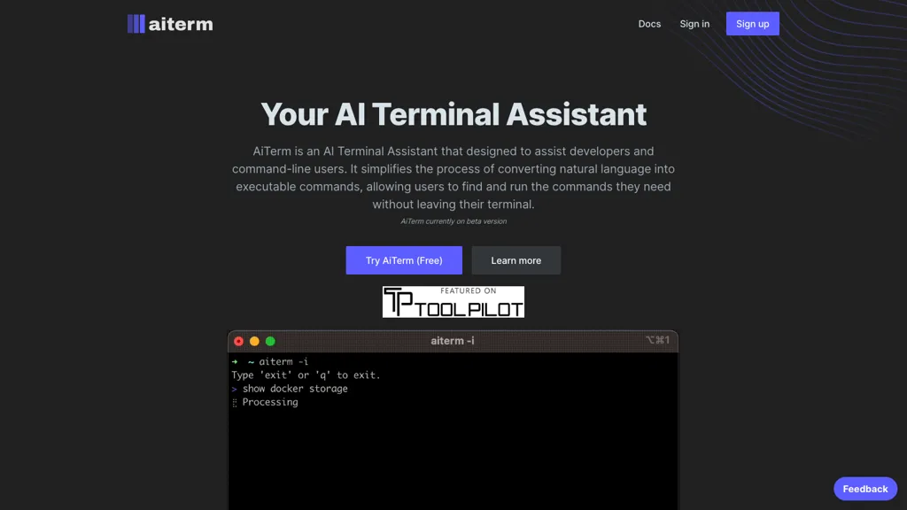 AiTerm (Beta) website