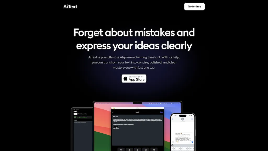 AiText - AI Writing Assistant website