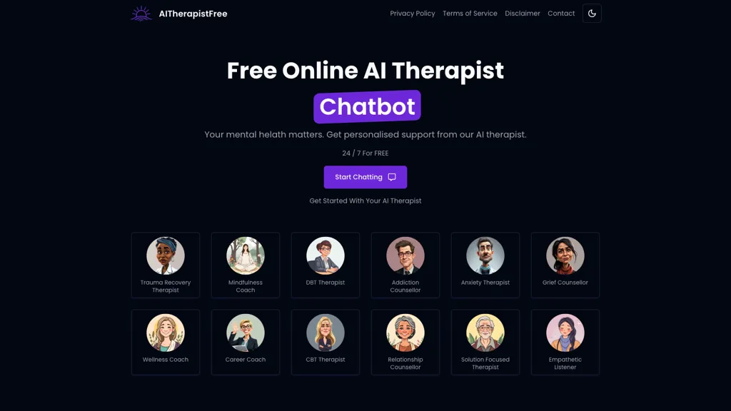 AITherapistFree website