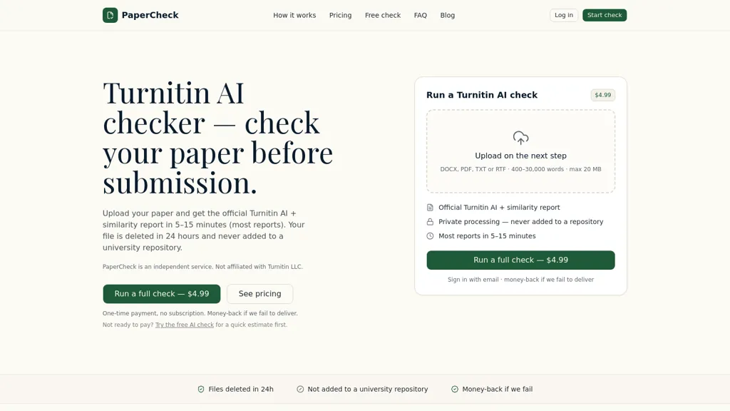 AIturnitinchecker.com AI tool screenshot