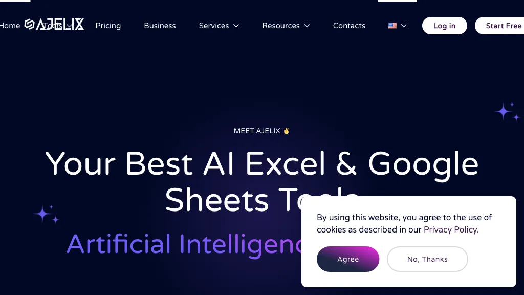 Ajelix AI Excel Tools website