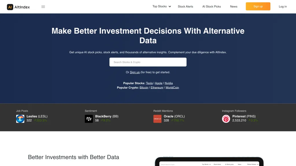 Altindex website