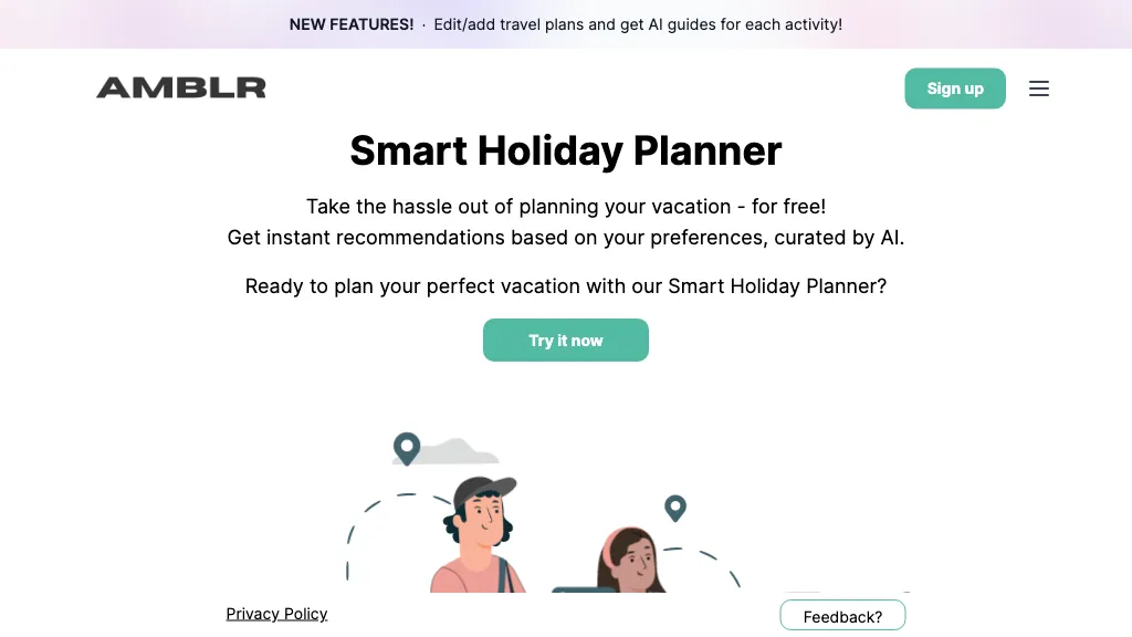 AMBLR - AI Travel Planner website