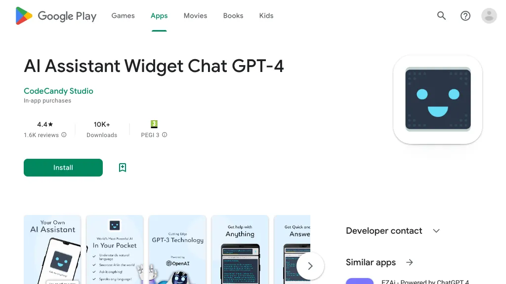 Android AI Assistant Widget website