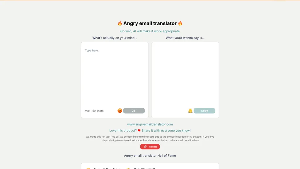 Angry Email Translator website