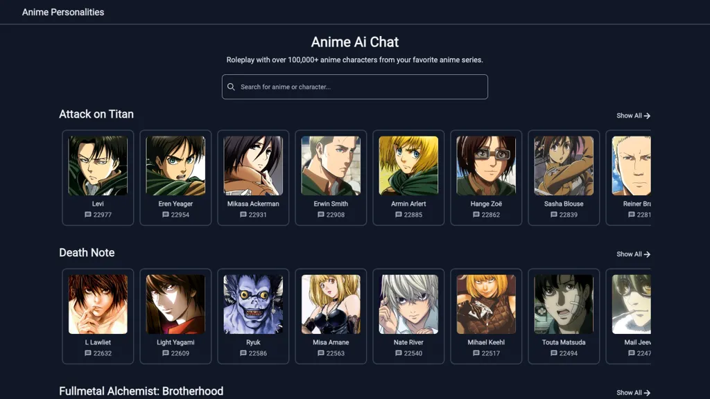 Anime Ai Chat website