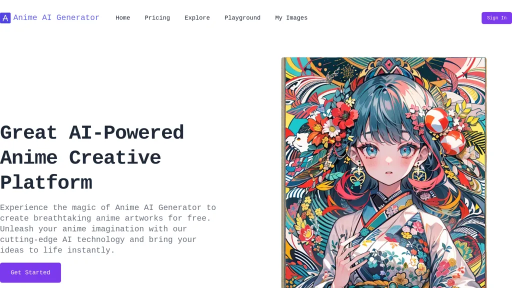 Anime AI Generator website