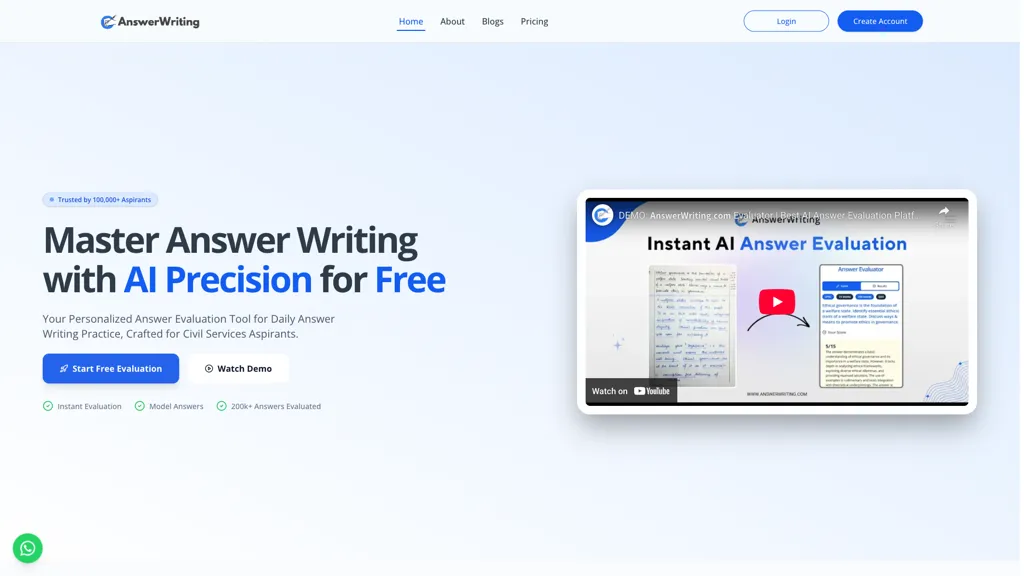 AnswerWriting AI tool screenshot