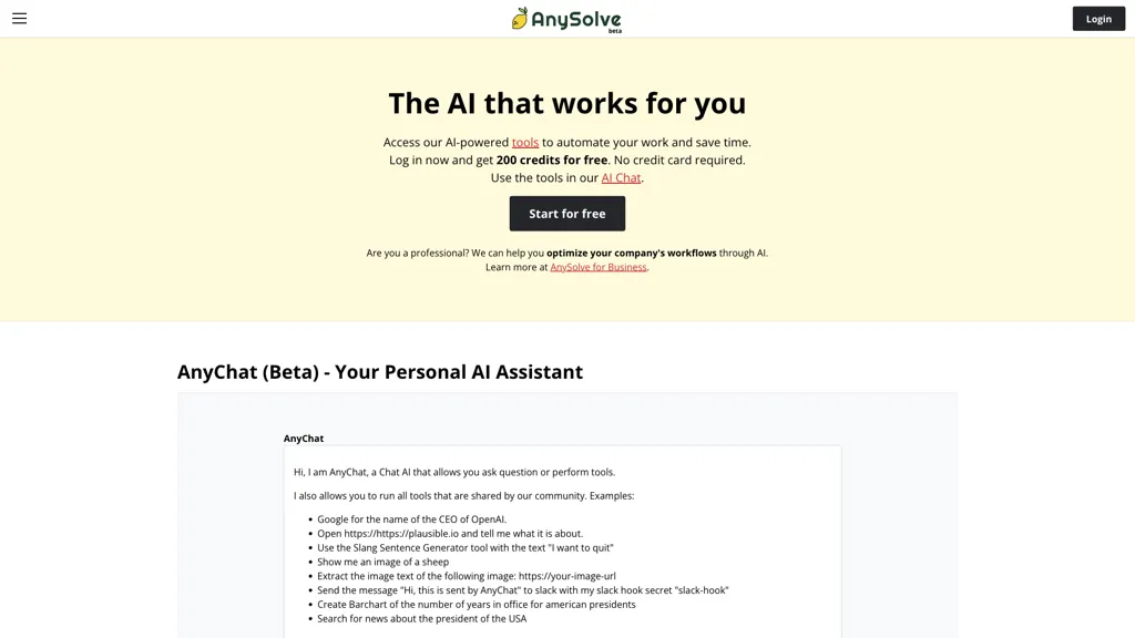 AnySolve.ai AI tool screenshot