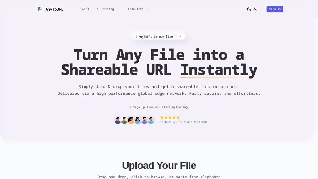 AnyToURL AI tool screenshot