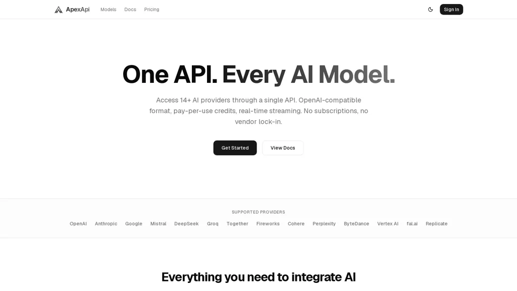 ApexAPI AI tool screenshot