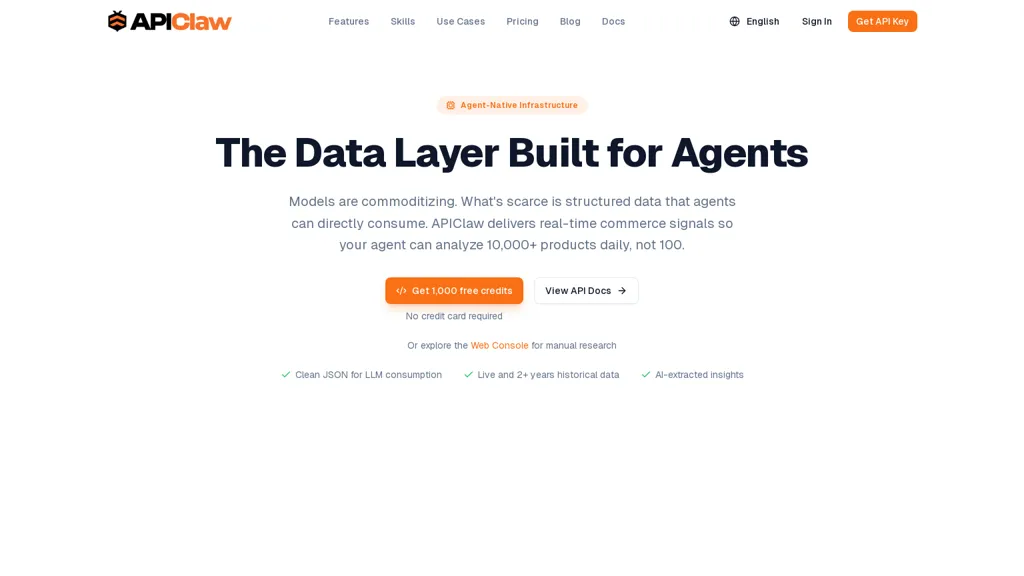 APIClaw AI tool screenshot