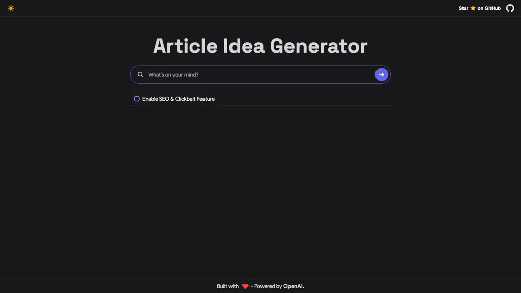 Article Idea Generator website