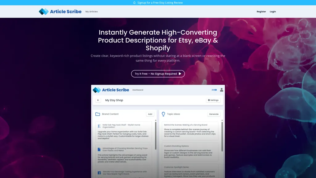 Article Scribe AI tool screenshot