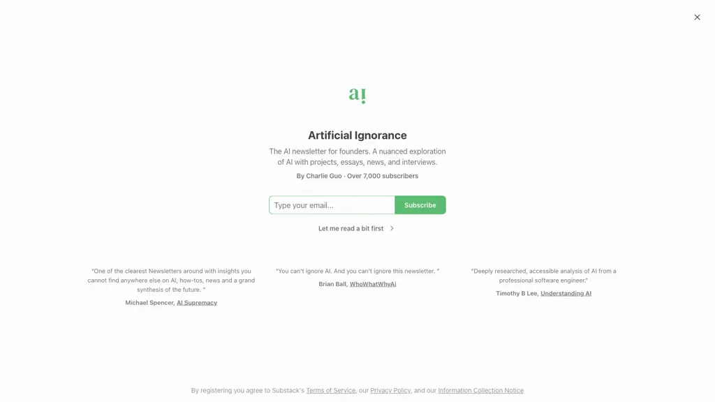 Artificial Ignorance website