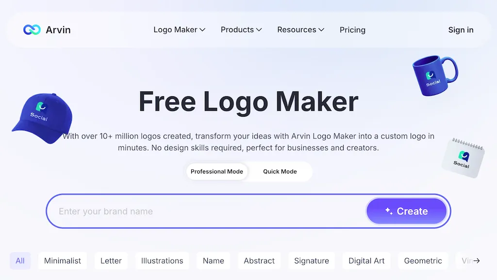 Arvin AI Logo Maker website