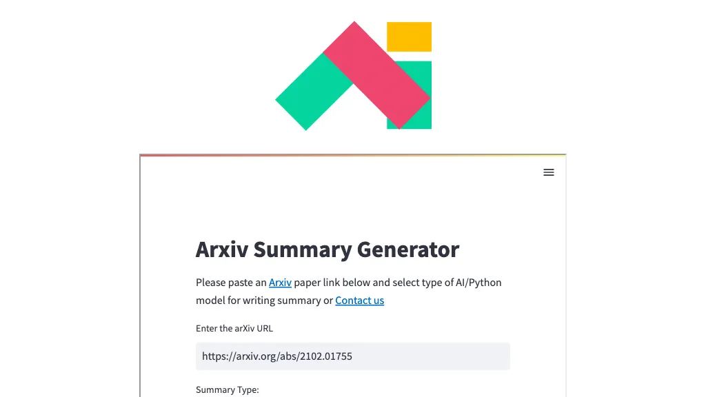 Arxiv Summary Generator website