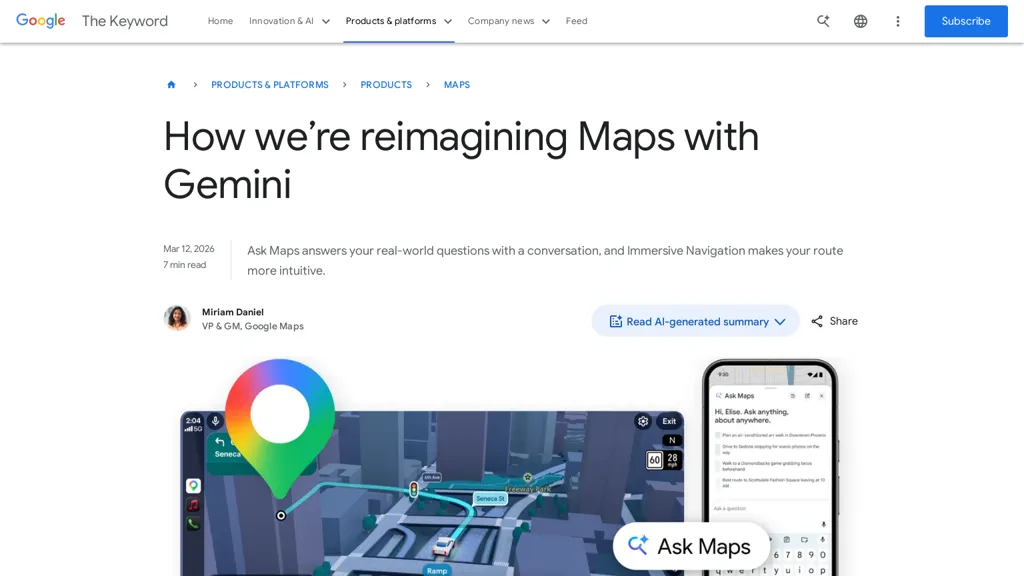 Ask Maps - Google AI tool screenshot