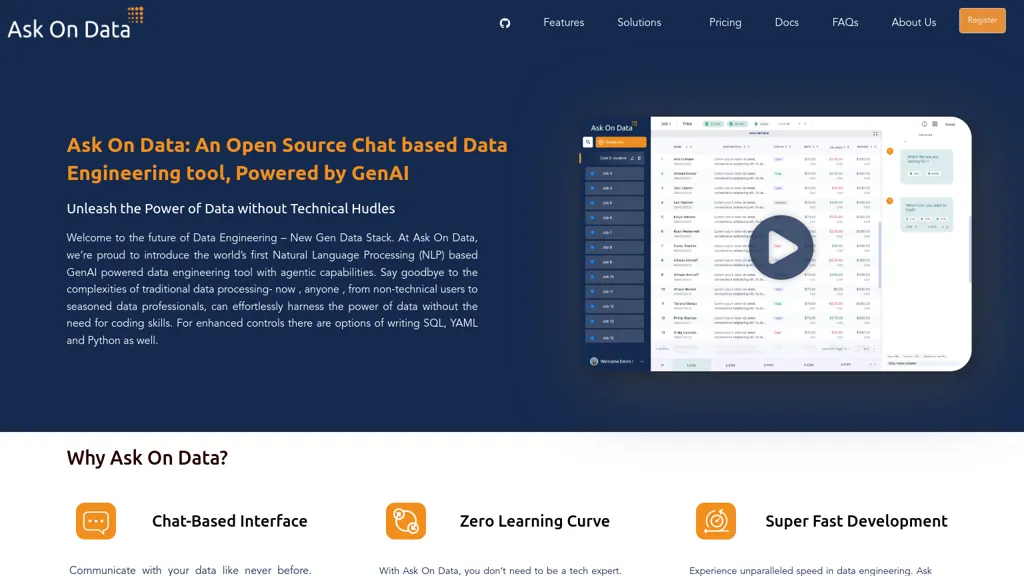 Ask On Data website
