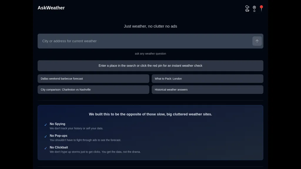 Ask Weather AI tool screenshot