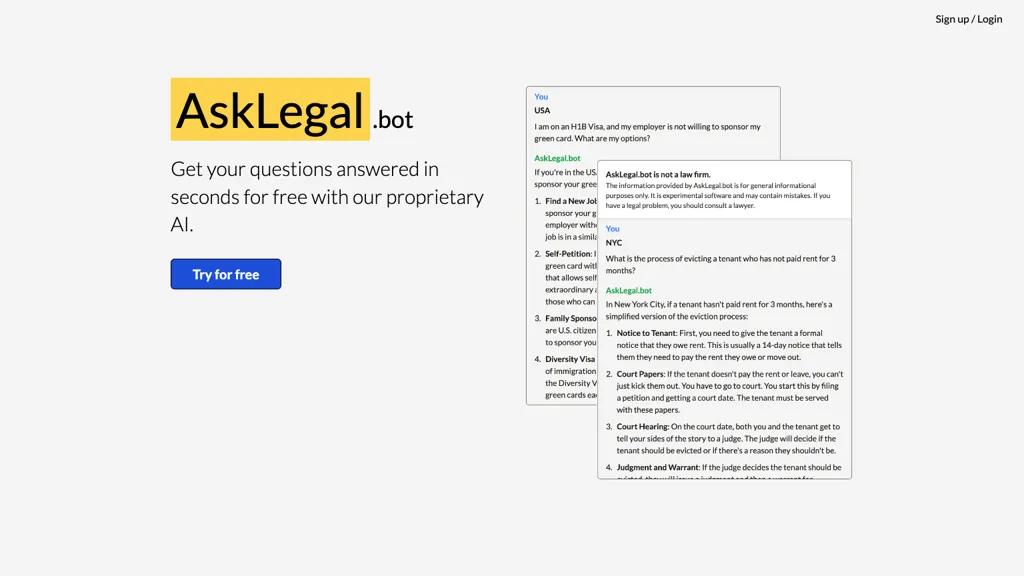 AskLegal.bot website