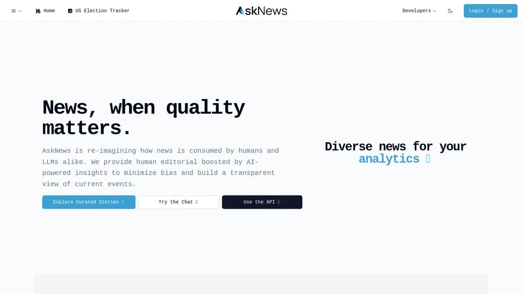 AskNews AI tool screenshot