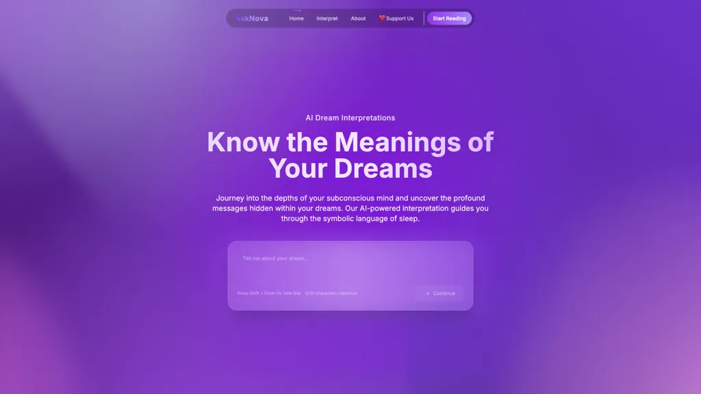 AskNova Dream Interpretation  AI tool screenshot