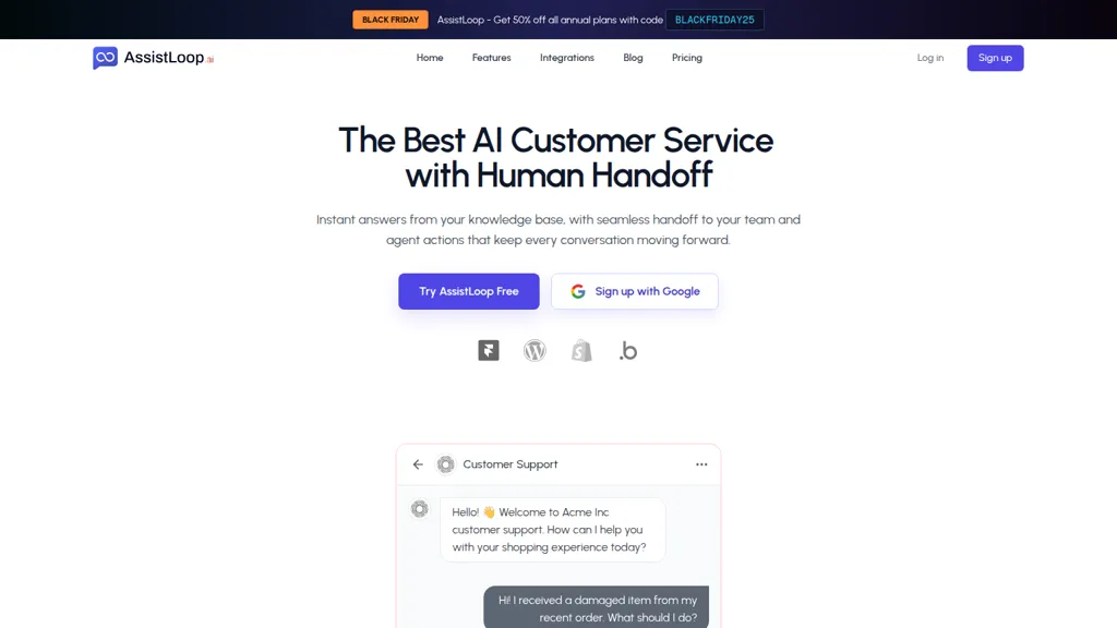 AssistLoop AI tool screenshot