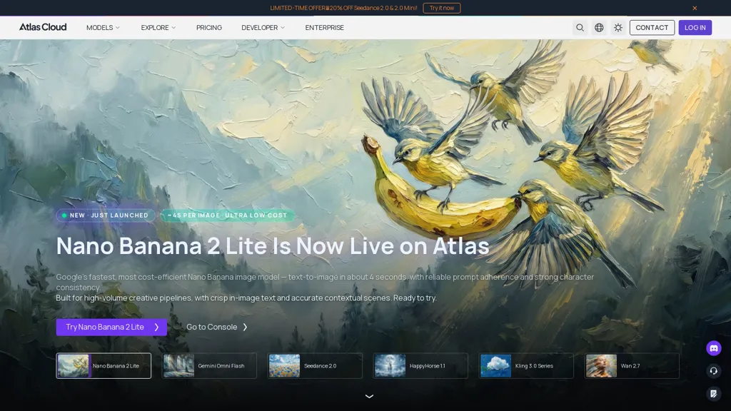 Atlas Cloud AI tool screenshot