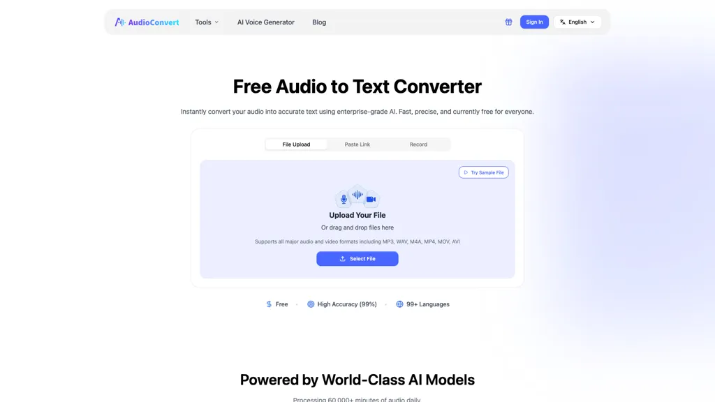 AudioConvert AI tool screenshot