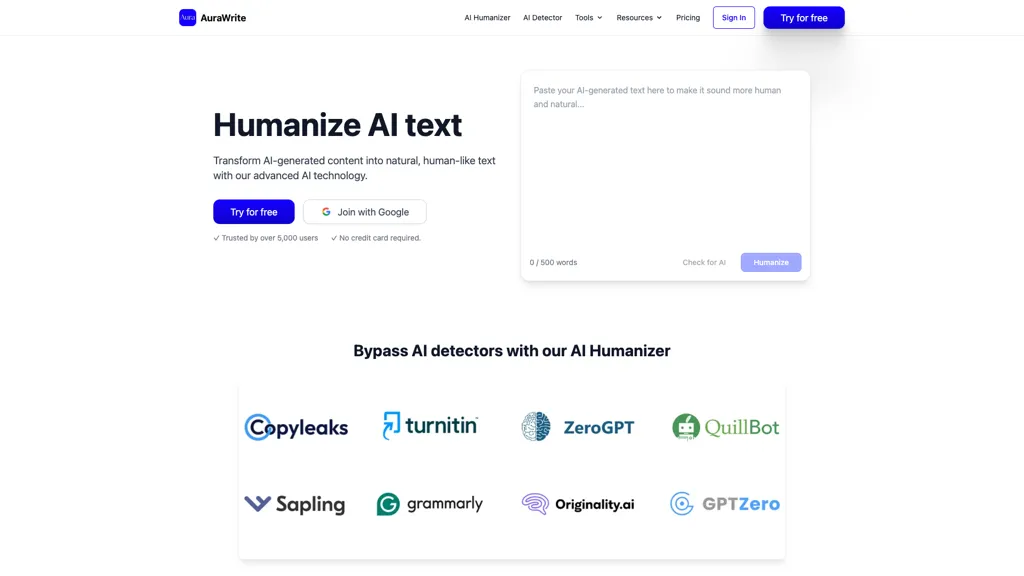 AuraWrite AI AI tool screenshot