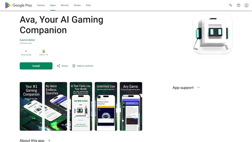 Ava - AI Gaming Companion website